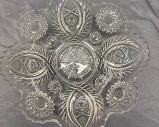 10 inch Depression Glass Clear Cut Crystal Platter