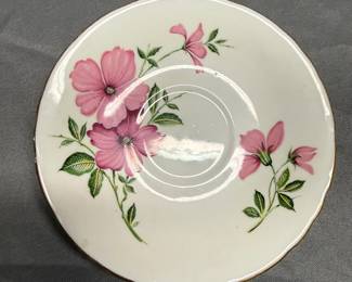 Fine Bone China Pink Flower with Gold Trim Saucer 