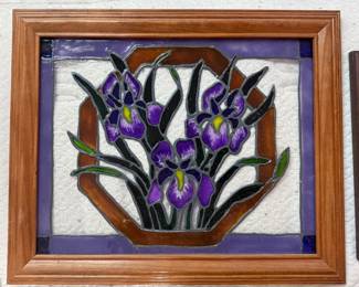 Purple Iris Stain Glass Picture 