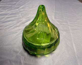 Green Glass Hershey Kiss Jar