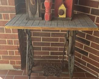 antique treadle sewing machine table