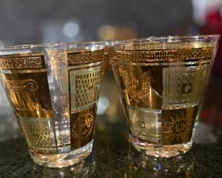 MCM set of 6 glasses, mid century barware, Georges Briard