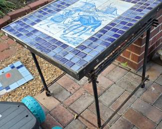 vintage Tile Table, Azulejos Portuguese Ceramic Tile Table