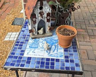 Delft tile mosaic table