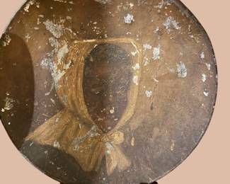 Antique African American Woman Hand Painted Metal Plate $150