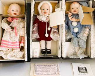 Edwin M. Knowles “Yolanda’s Picture-Perfect Babies” Porcelain Dolls Lot of 3 – Sarah, Jennifer, Jason w/ Boxes & COA