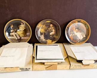 Norman Rockwell Knowles Collector Plates Lot of 3 w COA Boxes Dreaming Attic Porch Treasure Chest