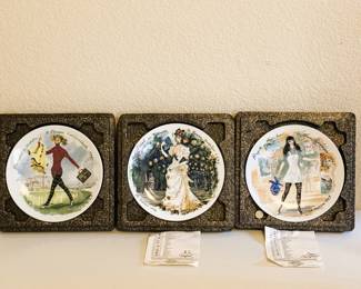 Vintage Limoges Collector Plates – “Les Femmes du Siècle” – D’Arceau Limoges – Framed Set of 3