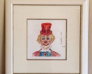 Red Skelton Original Clown Drawing 1988 Signed Artwork Framed Collectible Art