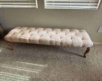 Tufted Upholstered Bench Ottoman Cabriole Legs French Provincial Style Foot of Bed