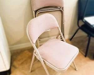 Set of 4 Folding Padded Chairs – Metal Frame – Portable Seating