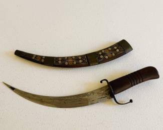 Vintage Curved Dagger w/ Ornate Scabbard – Decorative Ethnic Style Knife