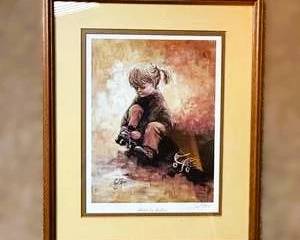 Su Etem Framed Print – Girl w/ Roller Skates – Sentimental Children Art