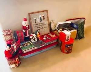 Christmas Decor Lot – Snowmen, Holiday Tins, Figurines & Seasonal Decorations