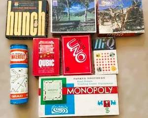 Vintage Board Game Lot – Monopoly, UNO, Vintage Games, Qubic, Hunch & More