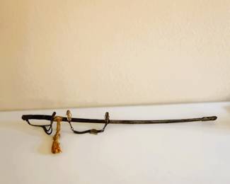 Vintage Saber Sword w/ Scabbard – Curved Blade Military Style Sword