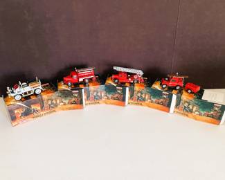 Matchbox Models of Yesteryear Fire Engine Series Lot – Diecast Vintage Trucks w/ Boxes – 4 Piece Set