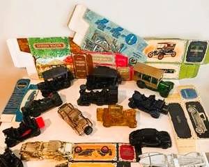 Vintage Avon Bottle Lot – Cars, Train, Figural Cologne Bottles w/ Boxes