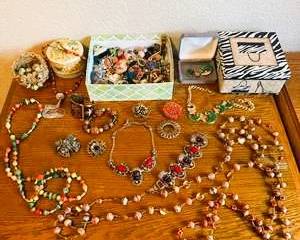 Costume Jewelry Lot – Necklaces, Bracelets, Pins & Beaded Jewelry Collection