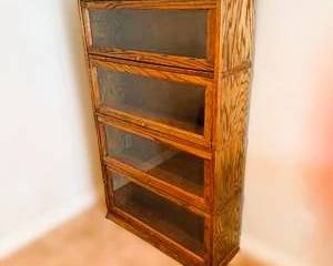 Oak Barrister Bookcase – Stacking Glass Door Bookcase – Mission Style