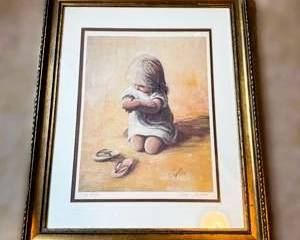Su Etem Framed Print – Seated Girl – Vintage Style Children Art