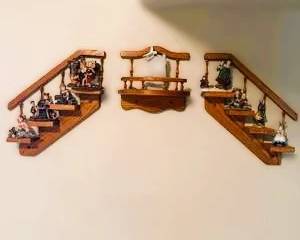 Wall Stair Shelf Set w/ Victorian Figurines – Decorative Display Shelves & Collectibles