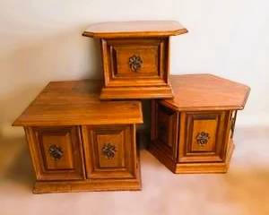 Set of 3 Vintage Solid Wood End Tables