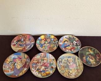 Vintage Franklin Mint Carol Lawson Collector Plates Lot of 7 + Precious Moments Plate