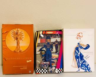 Collector Barbie Lot – Goddess of the Sun, NASCAR 50th Anniversary, Benefit Ball Barbie (Bob Mackie) w/ Boxes