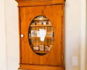 Wooden Wall Display Cabinet w/ Rubber Stamp Collection – Craft Stamps Lot