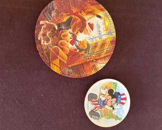 Vintage Collector Plate Lot – Disney Mickey Mouse Mini Plate & Norman Rockwell Style “You’ll Play Goalie” – Porcelain