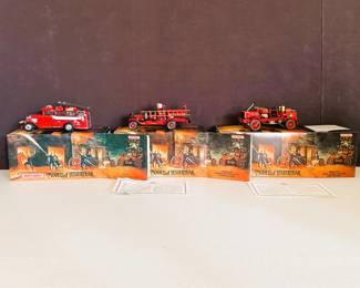 Matchbox Models of Yesteryear Fire Engine Collection – Diecast Vintage Trucks w/ Boxes – Set of 3