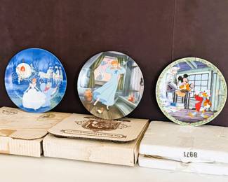 Disney Knowles Collector Plates Cinderella Mickey Christmas Carol Scrooge Lot of 3