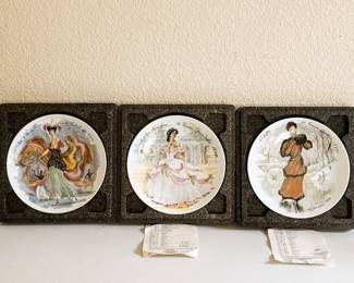 Vintage Limoges “Les Femmes du Siècle” Plates – Early Fashion Series (1865, 1890, 1910) – Framed Set of 3