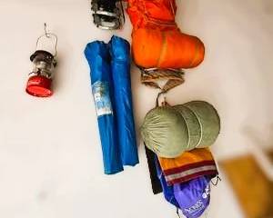 Camping & Hiking Gear Lot – Snowshoes, Backpack, Sleeping Bags, Coleman Lantern