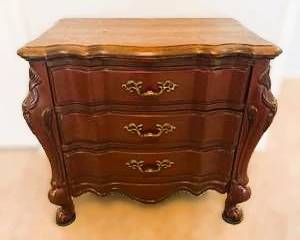Vintage French Provincial Bombe Dresser – Curved Front 3 Drawer Chest