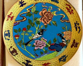 Cloisonné Style Chinese Mandarins Plate Limited Edition 1528/2500 Qianlong Repro
