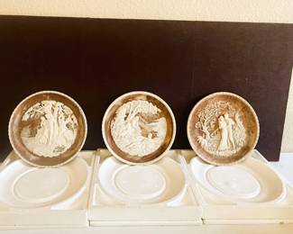 Vintage Incolay Stone Wall Plates Romantic Poets Appleby Lot of 3 1978–1980
