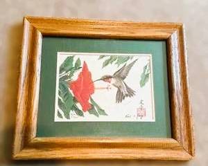 Signed Limited Edition Hummingbird Print 313/500 – Asian Style Framed Art
