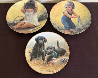 Vintage Decorative Collector Plates – Children & Wildlife Theme (Set of 3)