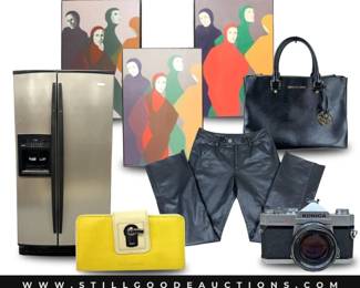 Appliances, designer handbags, vintage cameras, Harley Davidson, jewelry, 14k, sterling silver, and much more.