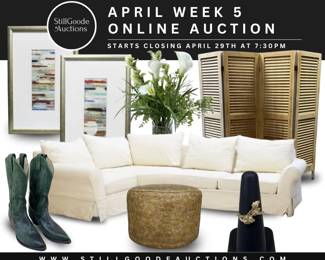 Furniture, jewelry, antiques, artwork, decor, collectibles, rugs, mirrors, and more.