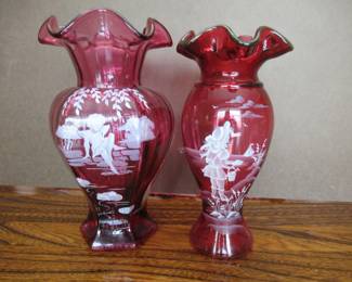 Fenton Cranberry Vases