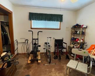 Exercise bikes, wheelchair, walkers 