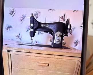 Domestic Rotary Electric Sewing Machine Series 153 with Light Oak Wooden Cabinet