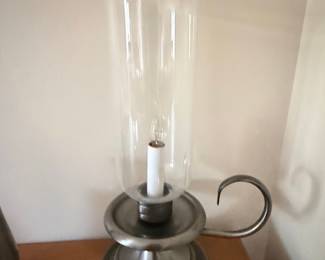 Pewter Decorative Items Collection with Hurricane Lamp