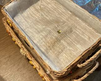 Woven Wicker Tray with Rope Handles
