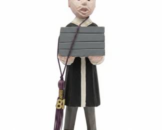Romer Italian Carved Wood Attorney/Judge Figurine with '81 Charm