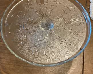 Vintage Jeannette Glass "Harp" Pattern Cake Stand