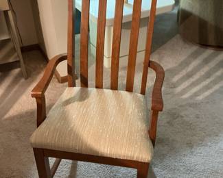 Oak Mission Style Dining Set with Six Chairs and Dining Pad Covers